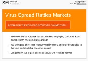 SEI’s Market Commentary: Virus Spread Rattles the Market post image